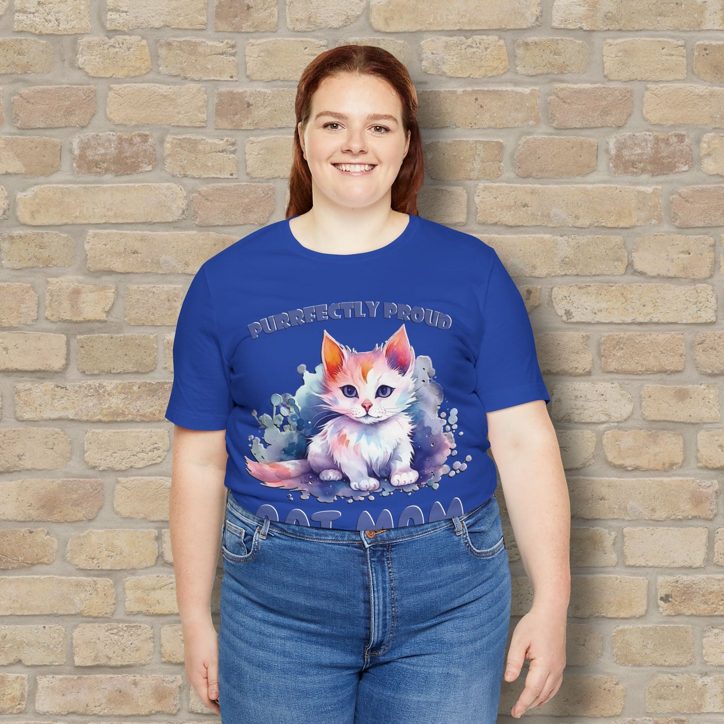 Graphic & Text Purrfectly Proud Cat Mom Tee - Vibrant Styles