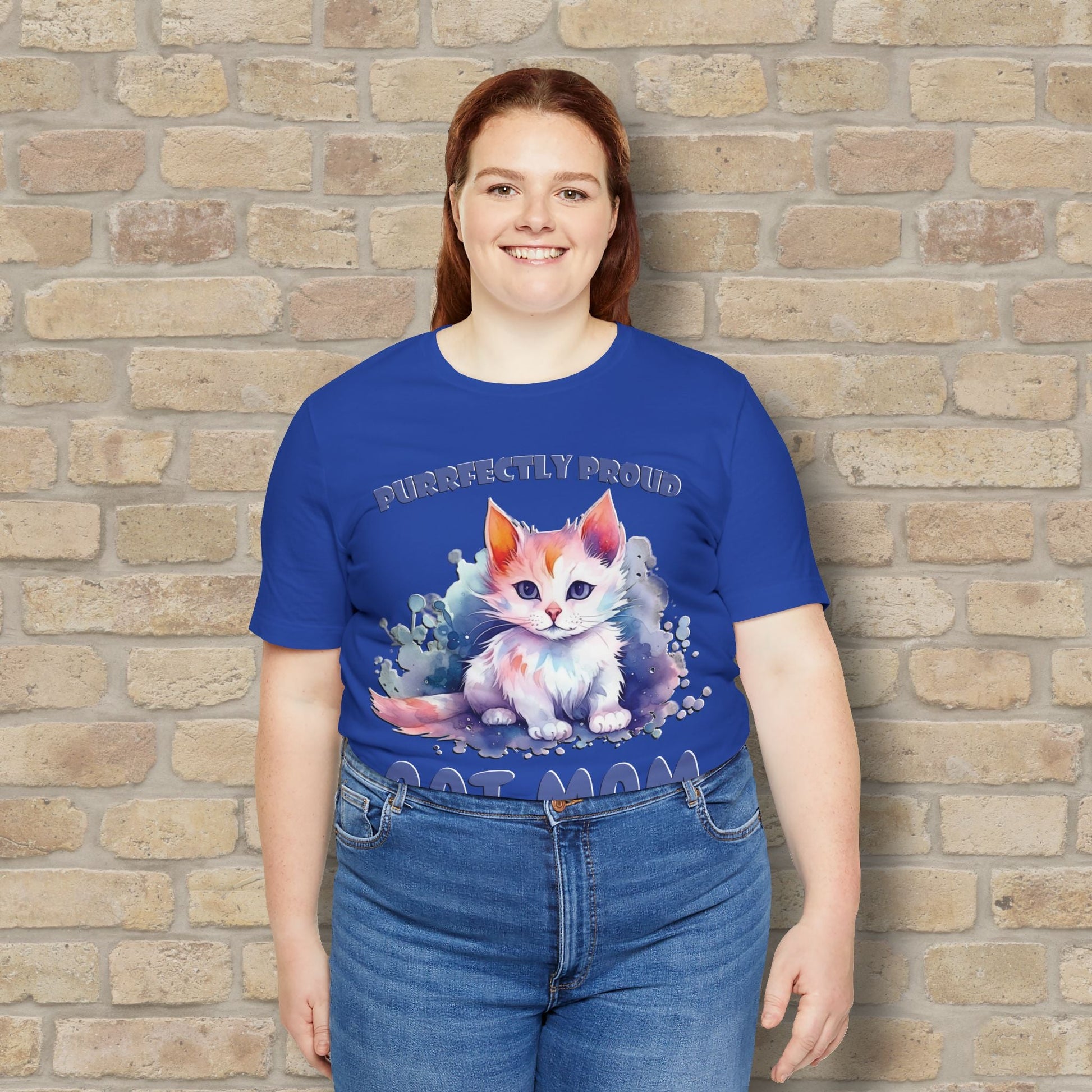 Graphic & Text Purrfectly Proud Cat Mom Tee - Vibrant Styles