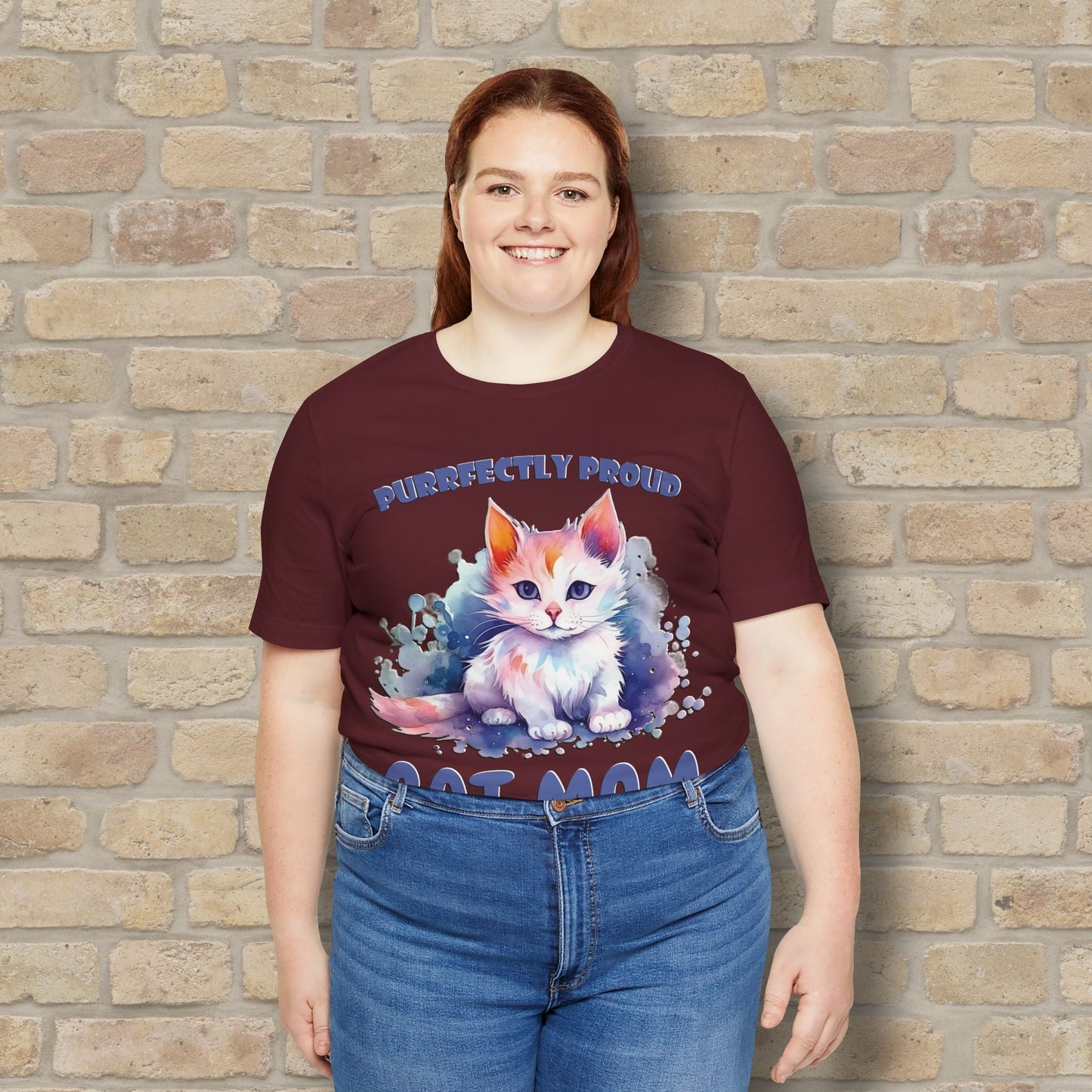 Graphic & Text Purrfectly Proud Cat Mom Tee - Vibrant Styles