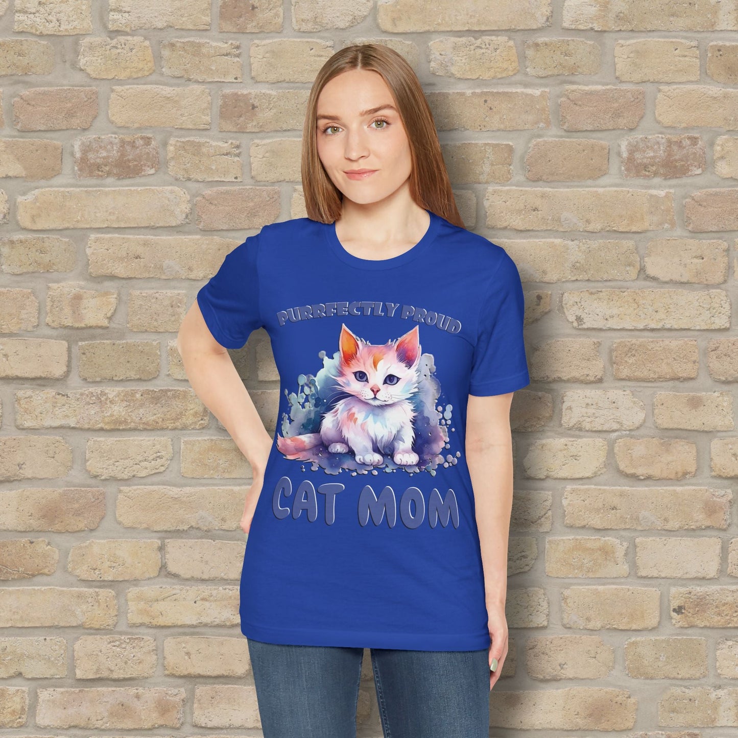 Graphic & Text Purrfectly Proud Cat Mom Tee - Vibrant Styles