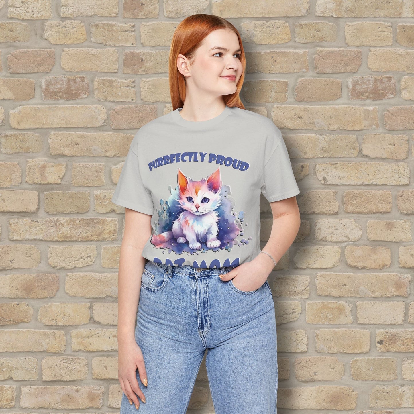 Graphic & Text Purrfectly Proud Cat Mom Tee - Vibrant Styles