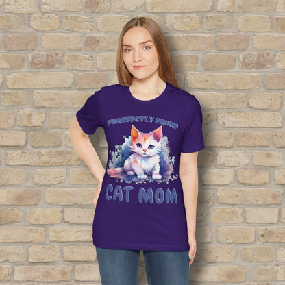Graphic & Text Purrfectly Proud Cat Mom Tee - Vibrant Styles