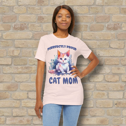 Graphic & Text Purrfectly Proud Cat Mom Tee - Vibrant Styles