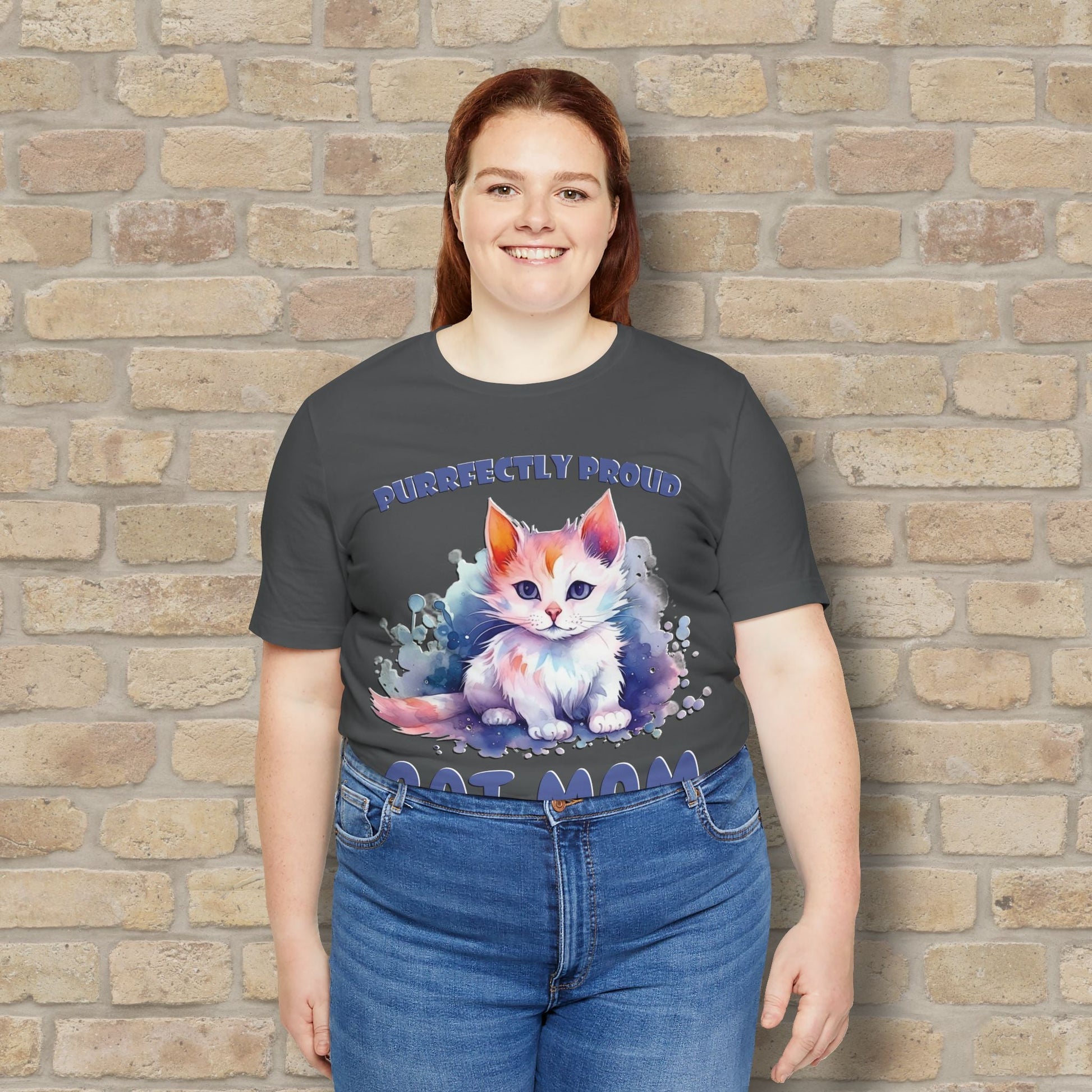 Graphic & Text Purrfectly Proud Cat Mom Tee - Vibrant Styles