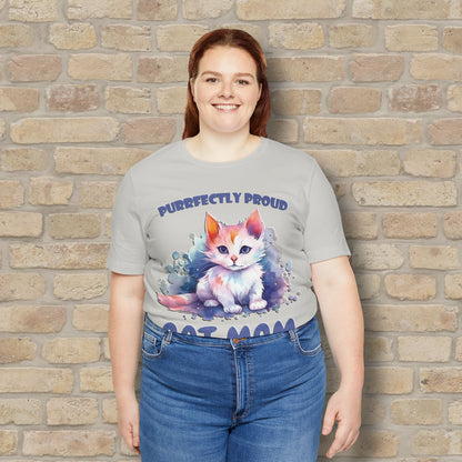 Graphic & Text Purrfectly Proud Cat Mom Tee - Vibrant Styles