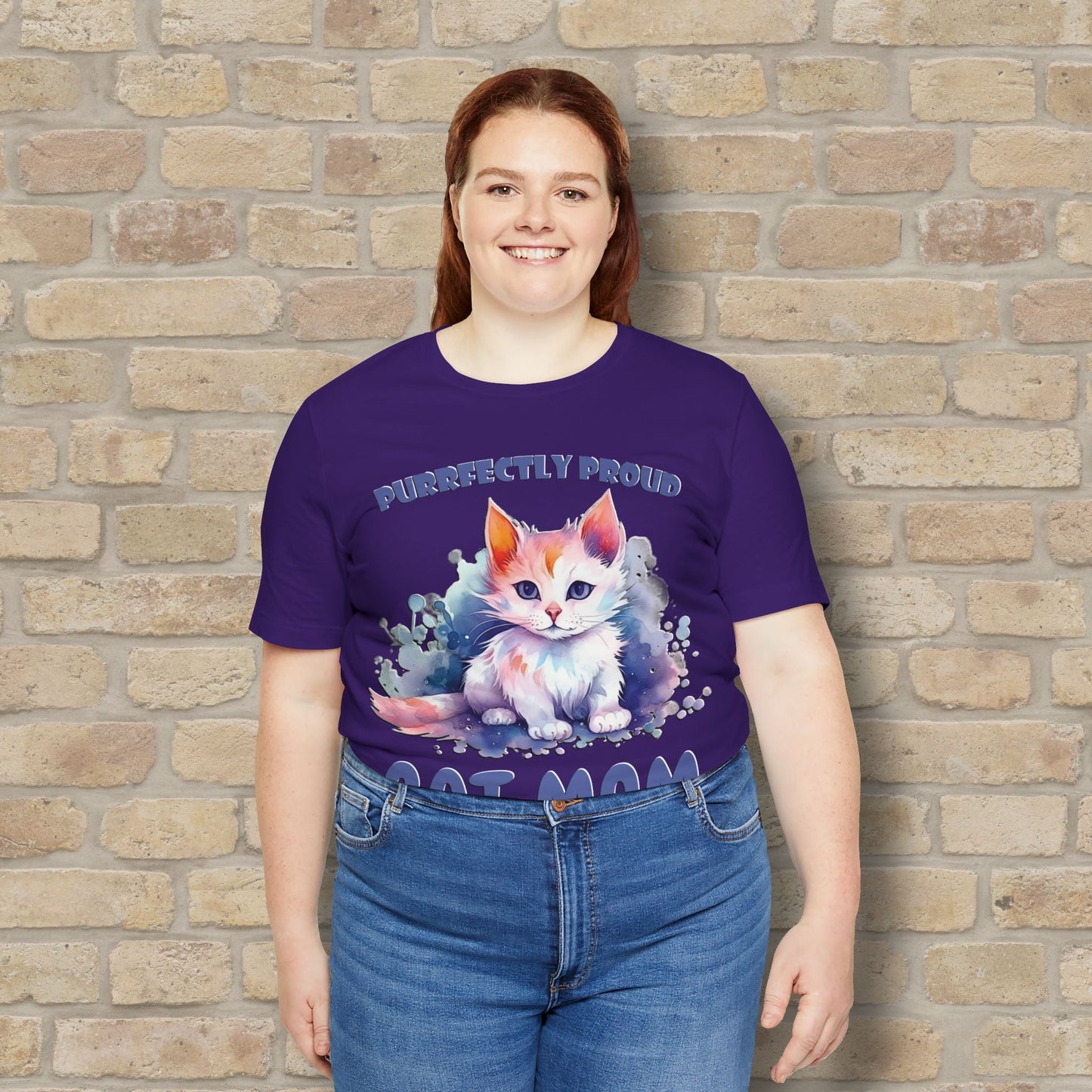 Graphic & Text Purrfectly Proud Cat Mom Tee - Vibrant Styles