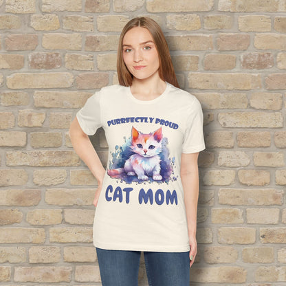 Graphic & Text Purrfectly Proud Cat Mom Tee - Vibrant Styles