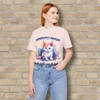 Graphic & Text Purrfectly Proud Cat Mom Tee - Vibrant Styles