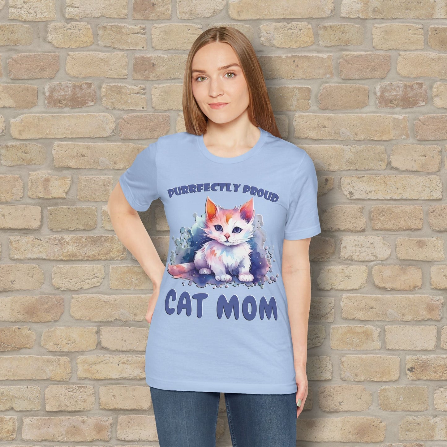 Graphic & Text Purrfectly Proud Cat Mom Tee - Vibrant Styles