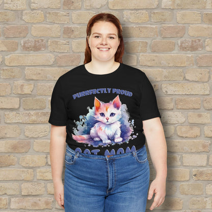 Graphic & Text Purrfectly Proud Cat Mom Tee - Vibrant Styles