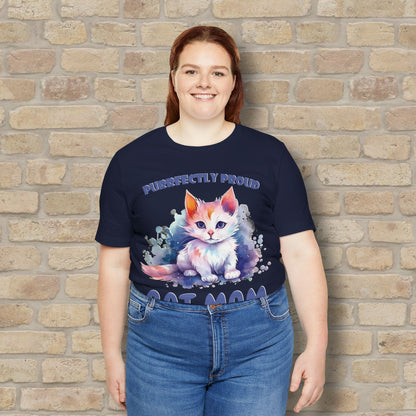 Graphic & Text Purrfectly Proud Cat Mom Tee - Vibrant Styles