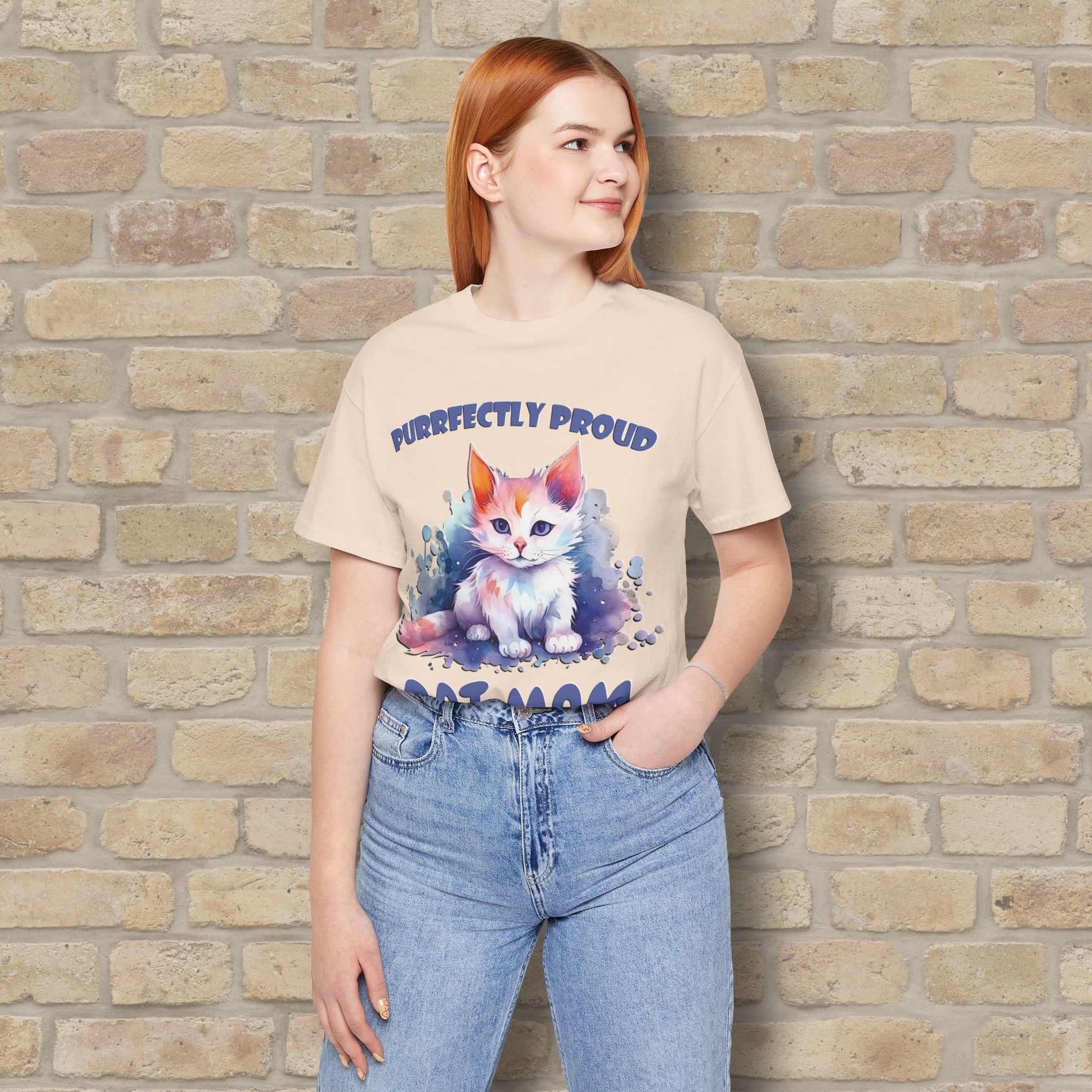 Graphic & Text Purrfectly Proud Cat Mom Tee - Vibrant Styles