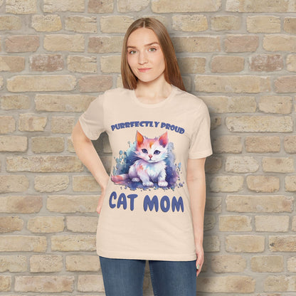 Graphic & Text Purrfectly Proud Cat Mom Tee - Vibrant Styles