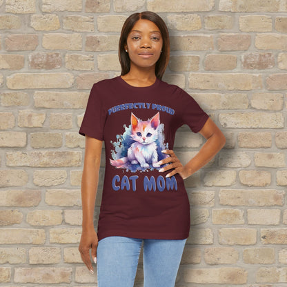 Graphic & Text Purrfectly Proud Cat Mom Tee - Vibrant Styles