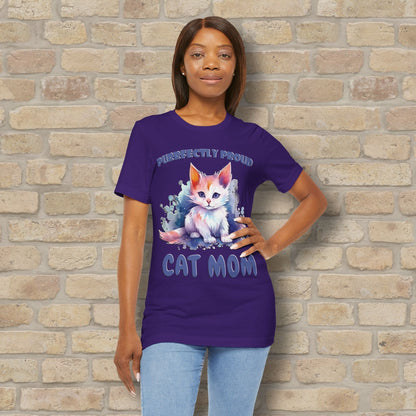 Graphic & Text Purrfectly Proud Cat Mom Tee - Vibrant Styles