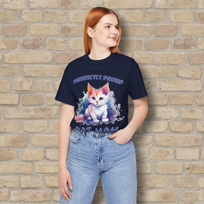 Graphic & Text Purrfectly Proud Cat Mom Tee - Vibrant Styles