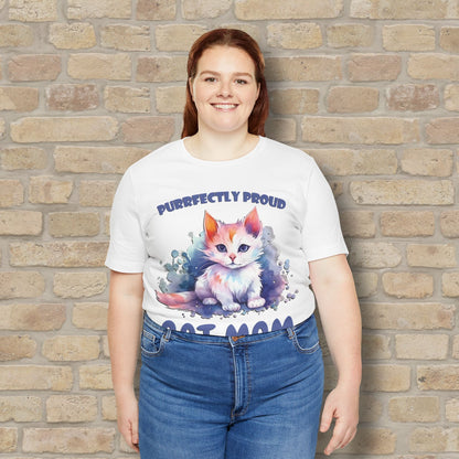 Graphic & Text Purrfectly Proud Cat Mom Tee - Vibrant Styles