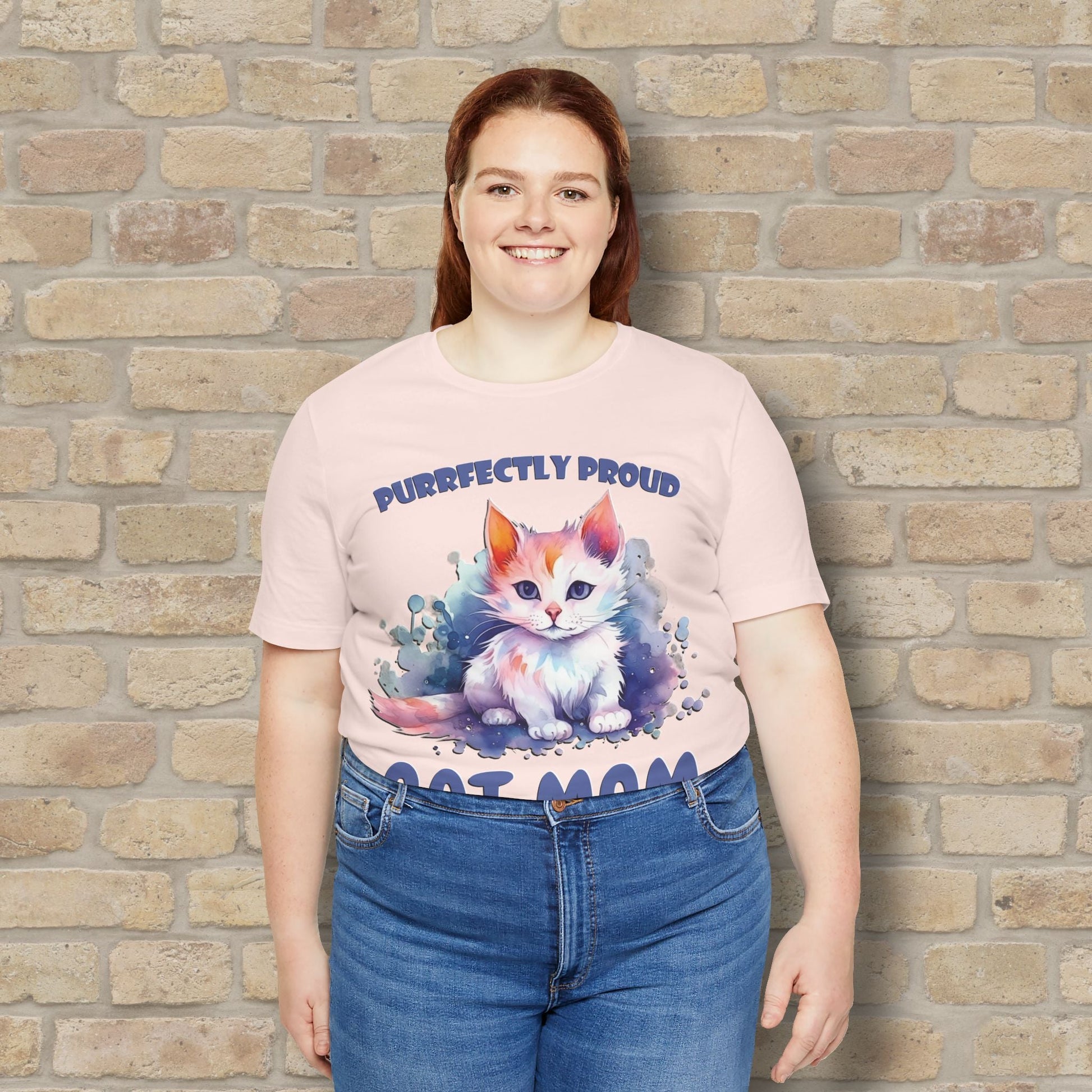 Graphic & Text Purrfectly Proud Cat Mom Tee - Vibrant Styles