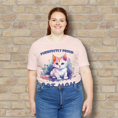 Graphic & Text Purrfectly Proud Cat Mom Tee - Vibrant Styles