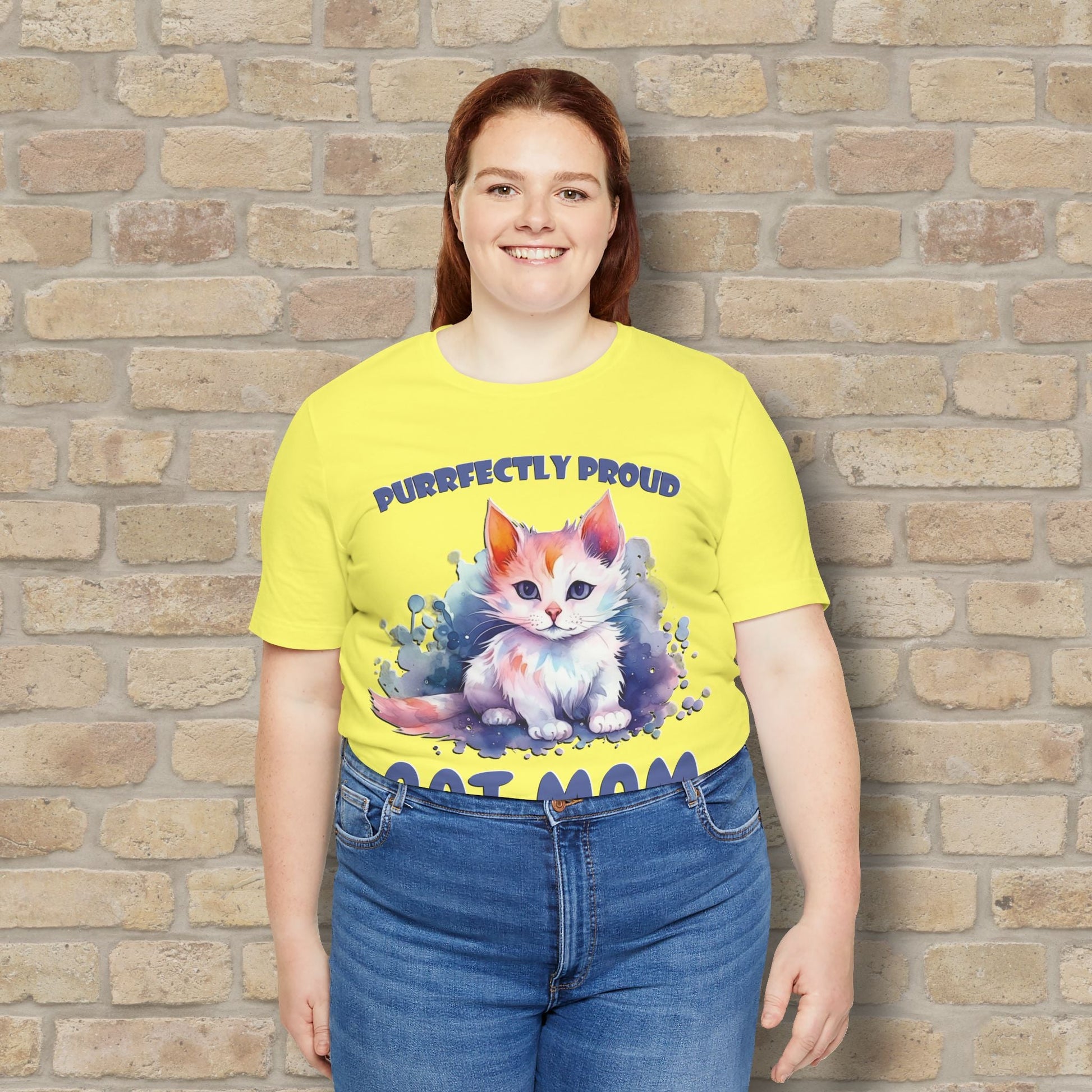 Graphic & Text Purrfectly Proud Cat Mom Tee - Vibrant Styles