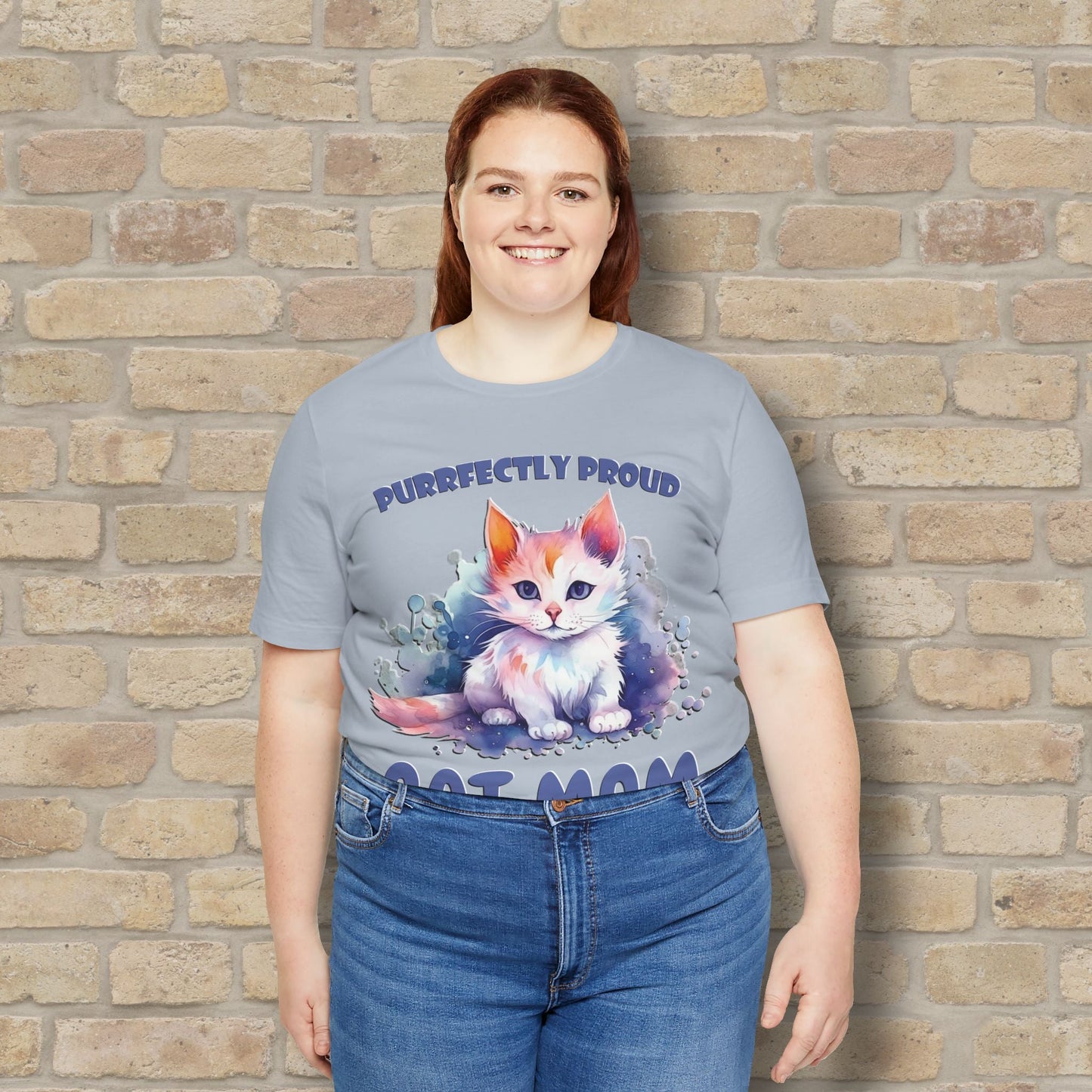 Graphic & Text Purrfectly Proud Cat Mom Tee - Vibrant Styles