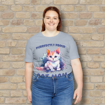Graphic & Text Purrfectly Proud Cat Mom Tee - Vibrant Styles