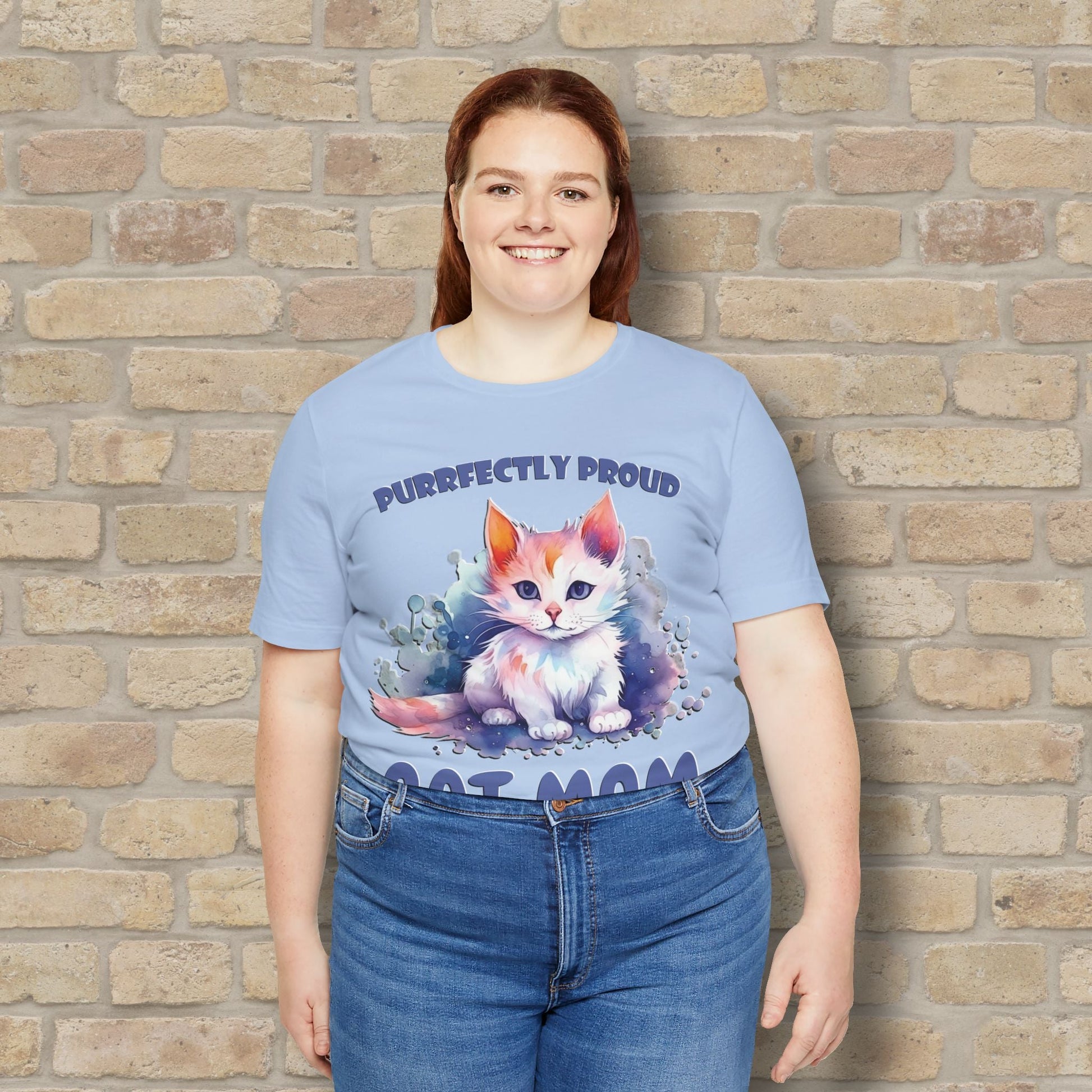 Graphic & Text Purrfectly Proud Cat Mom Tee - Vibrant Styles