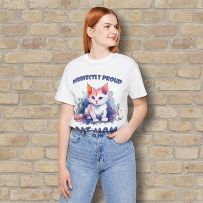 Graphic & Text Purrfectly Proud Cat Mom Tee - Vibrant Styles
