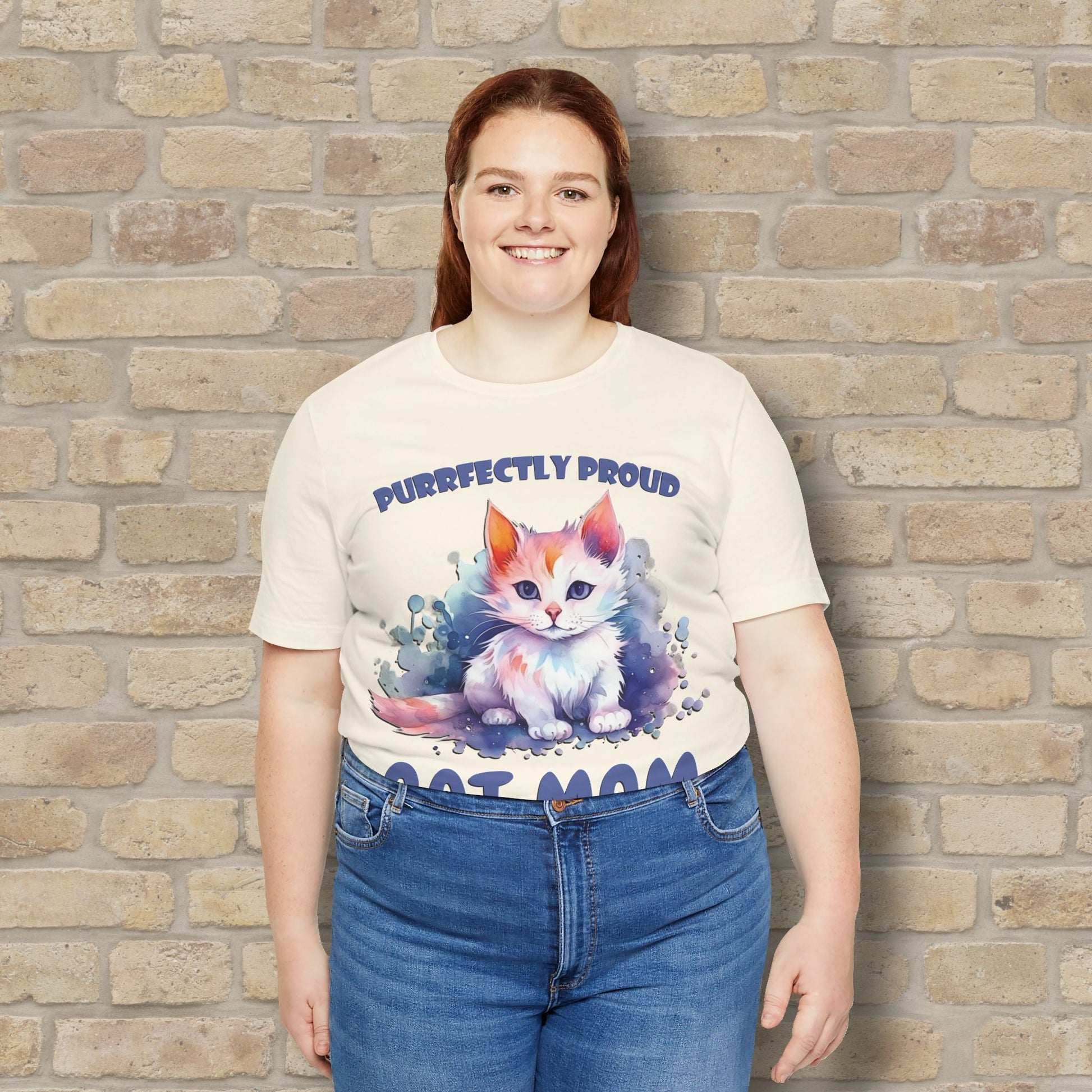 Graphic & Text Purrfectly Proud Cat Mom Tee - Vibrant Styles