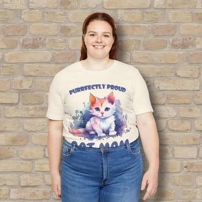 Graphic & Text Purrfectly Proud Cat Mom Tee - Vibrant Styles