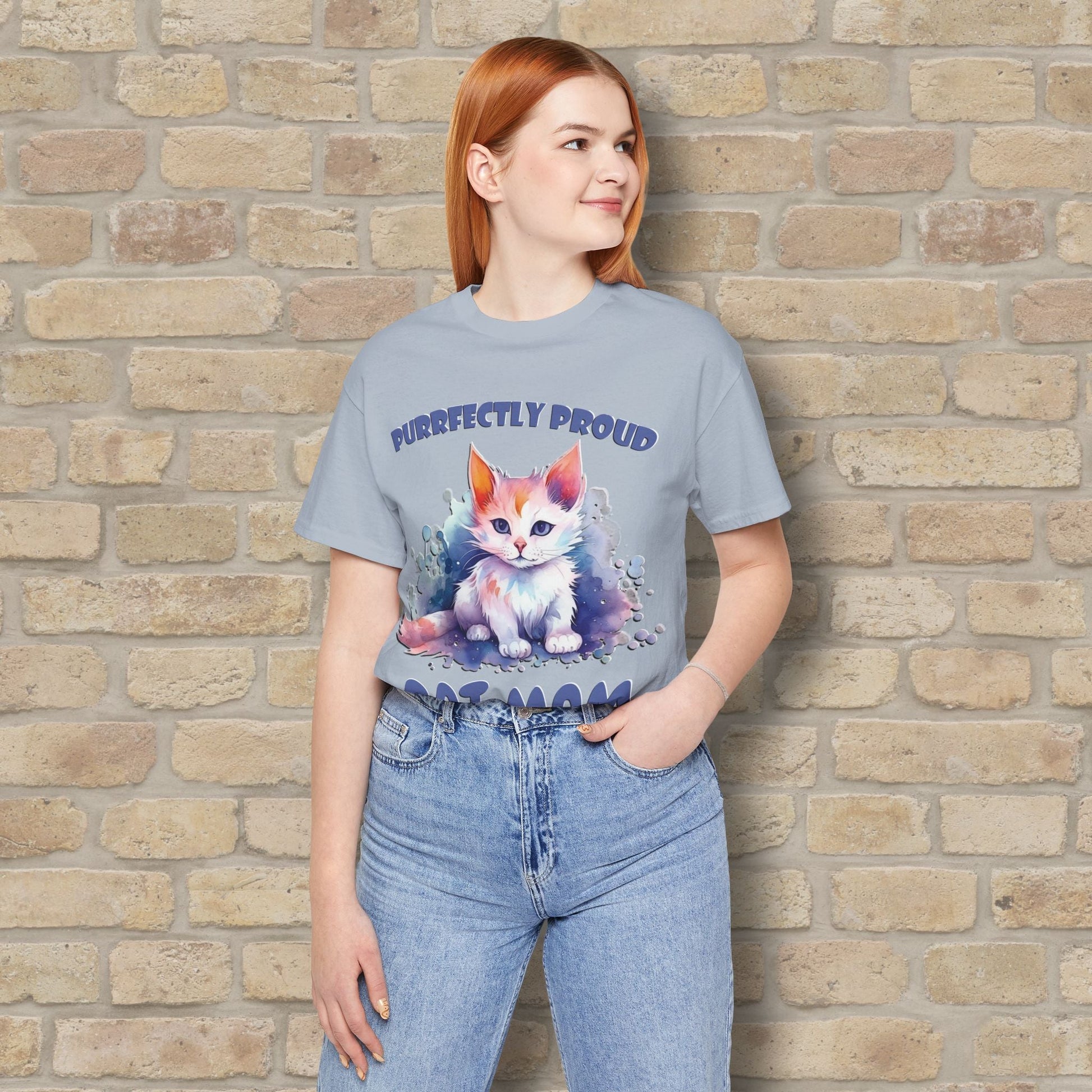 Graphic & Text Purrfectly Proud Cat Mom Tee - Vibrant Styles