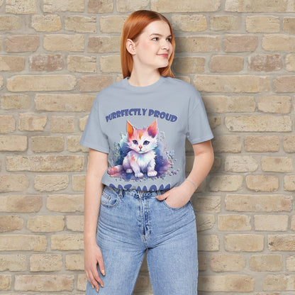 Graphic & Text Purrfectly Proud Cat Mom Tee - Vibrant Styles