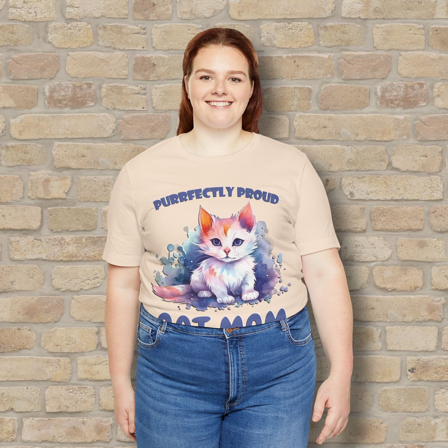 Graphic & Text Purrfectly Proud Cat Mom Tee - Vibrant Styles
