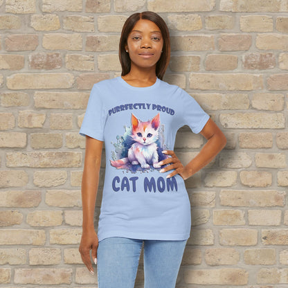 Graphic & Text Purrfectly Proud Cat Mom Tee - Vibrant Styles