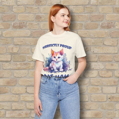 Graphic & Text Purrfectly Proud Cat Mom Tee - Vibrant Styles