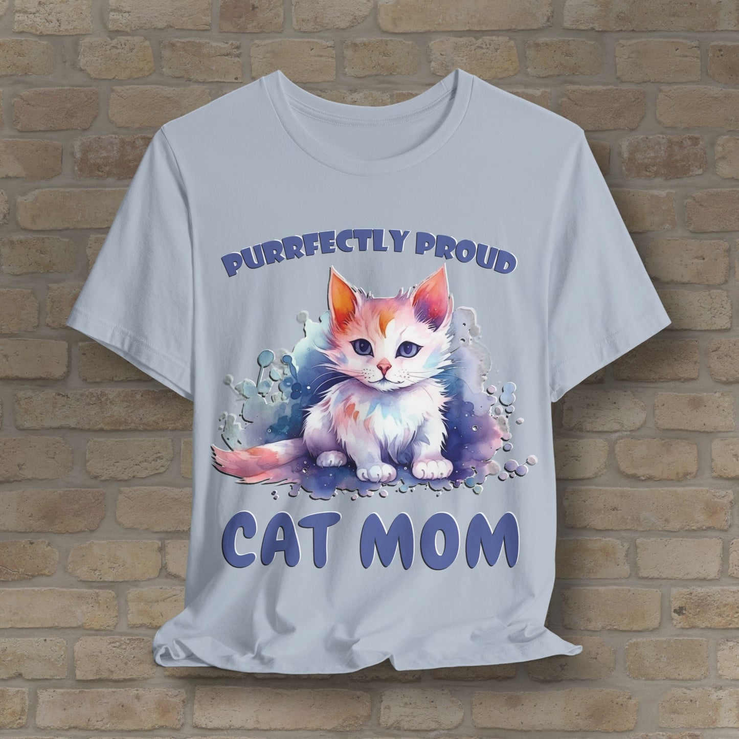 Graphic & Text Purrfectly Proud Cat Mom Tee - Vibrant Styles