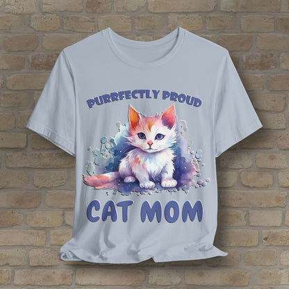 Graphic & Text Purrfectly Proud Cat Mom Tee - Vibrant Styles