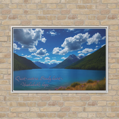 Canvas Quiet Waters Steady Heart Unshakable Hope Matte Canvas, Pinewood Framed - Vibrant Styles