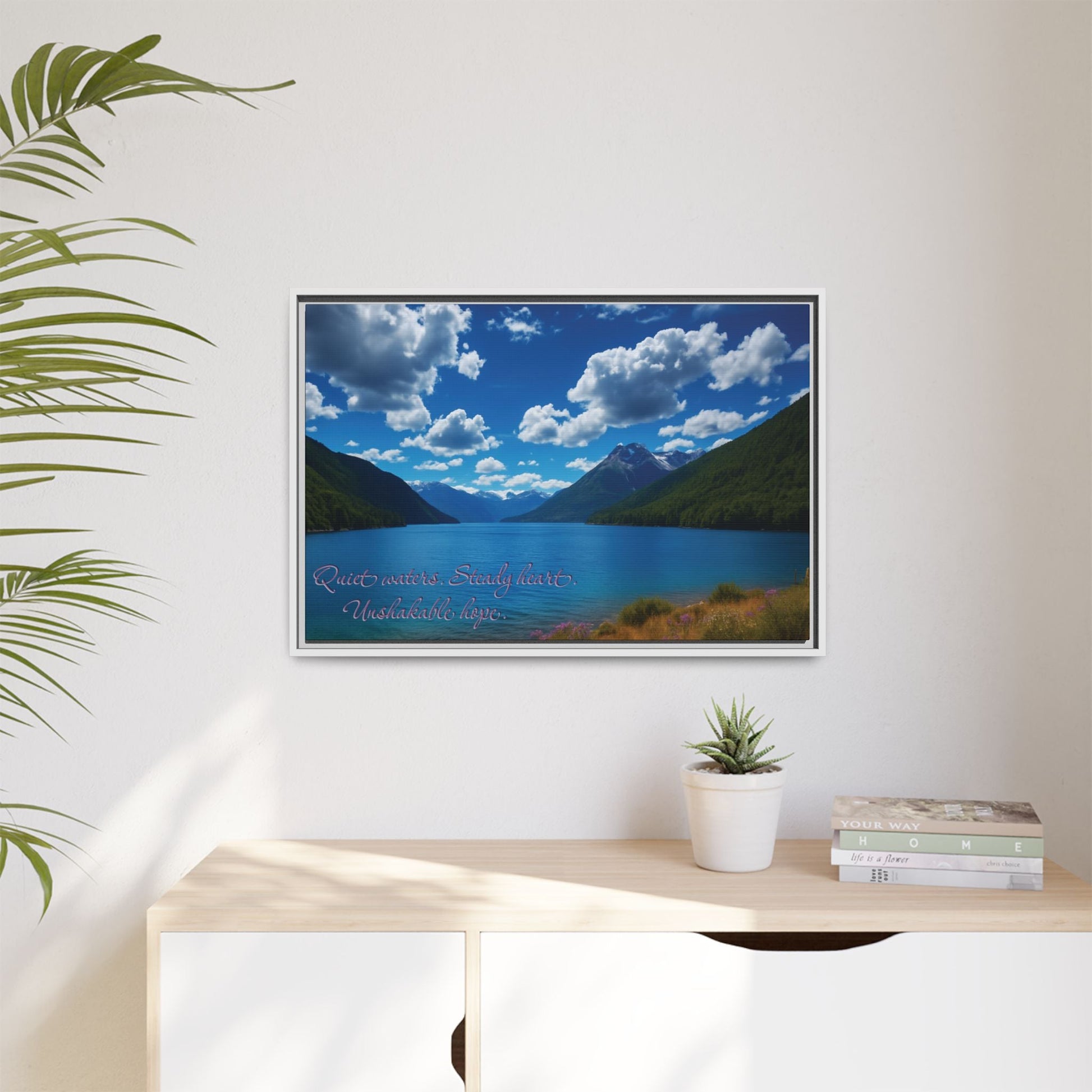 Canvas Quiet Waters Steady Heart Unshakable Hope Matte Canvas, Pinewood Framed - Vibrant Styles