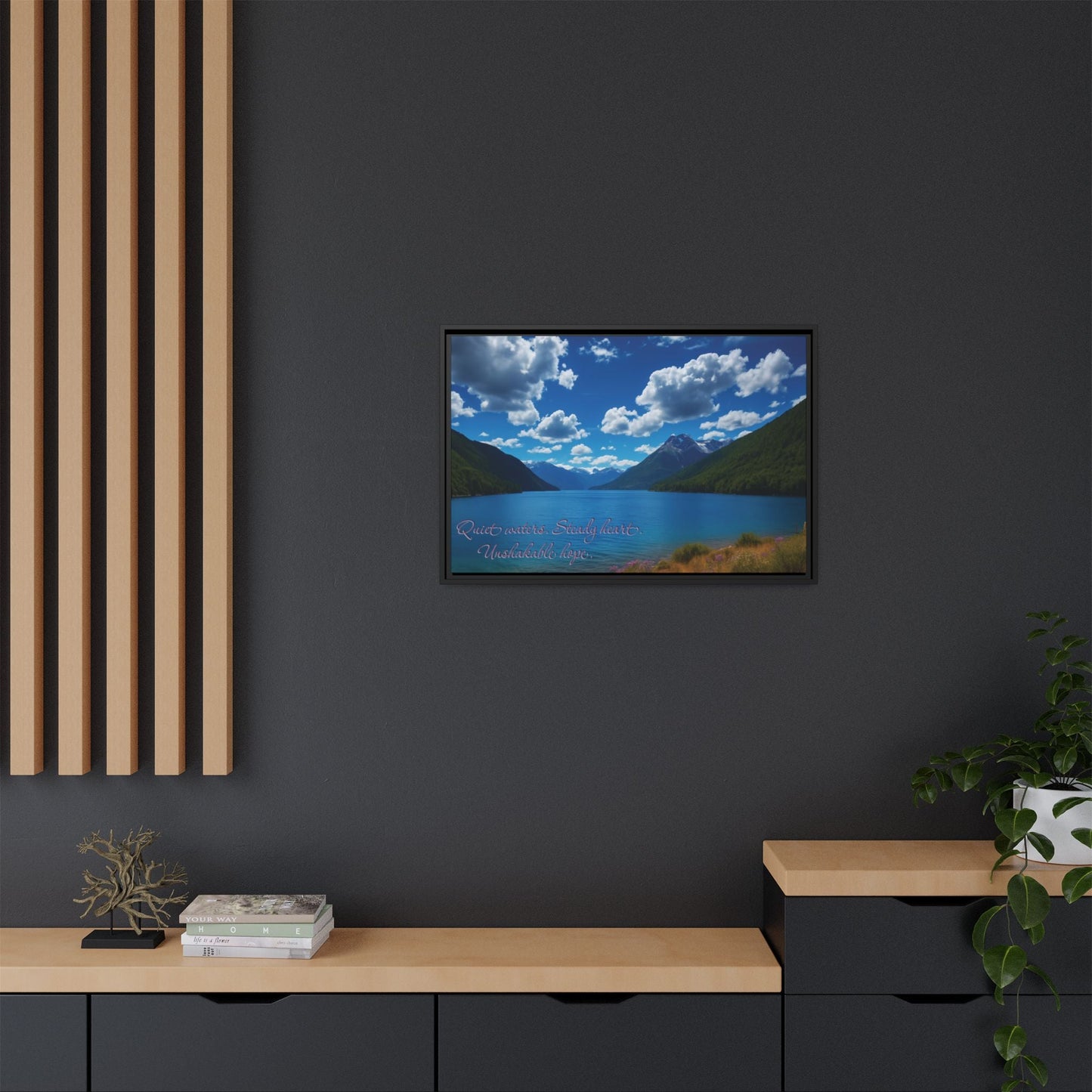 Canvas Quiet Waters Steady Heart Unshakable Hope Matte Canvas, Pinewood Framed - Vibrant Styles
