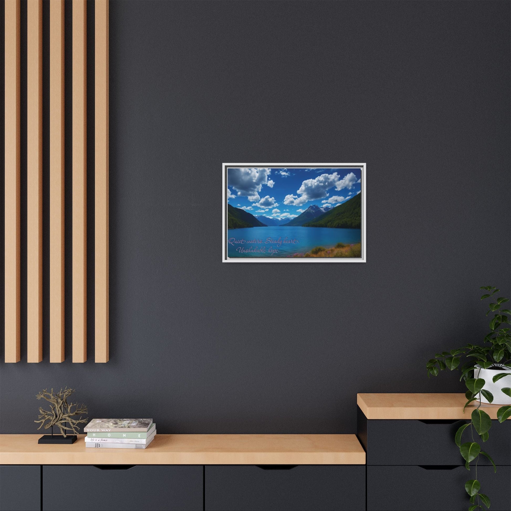 Canvas Quiet Waters Steady Heart Unshakable Hope Matte Canvas, Pinewood Framed - Vibrant Styles