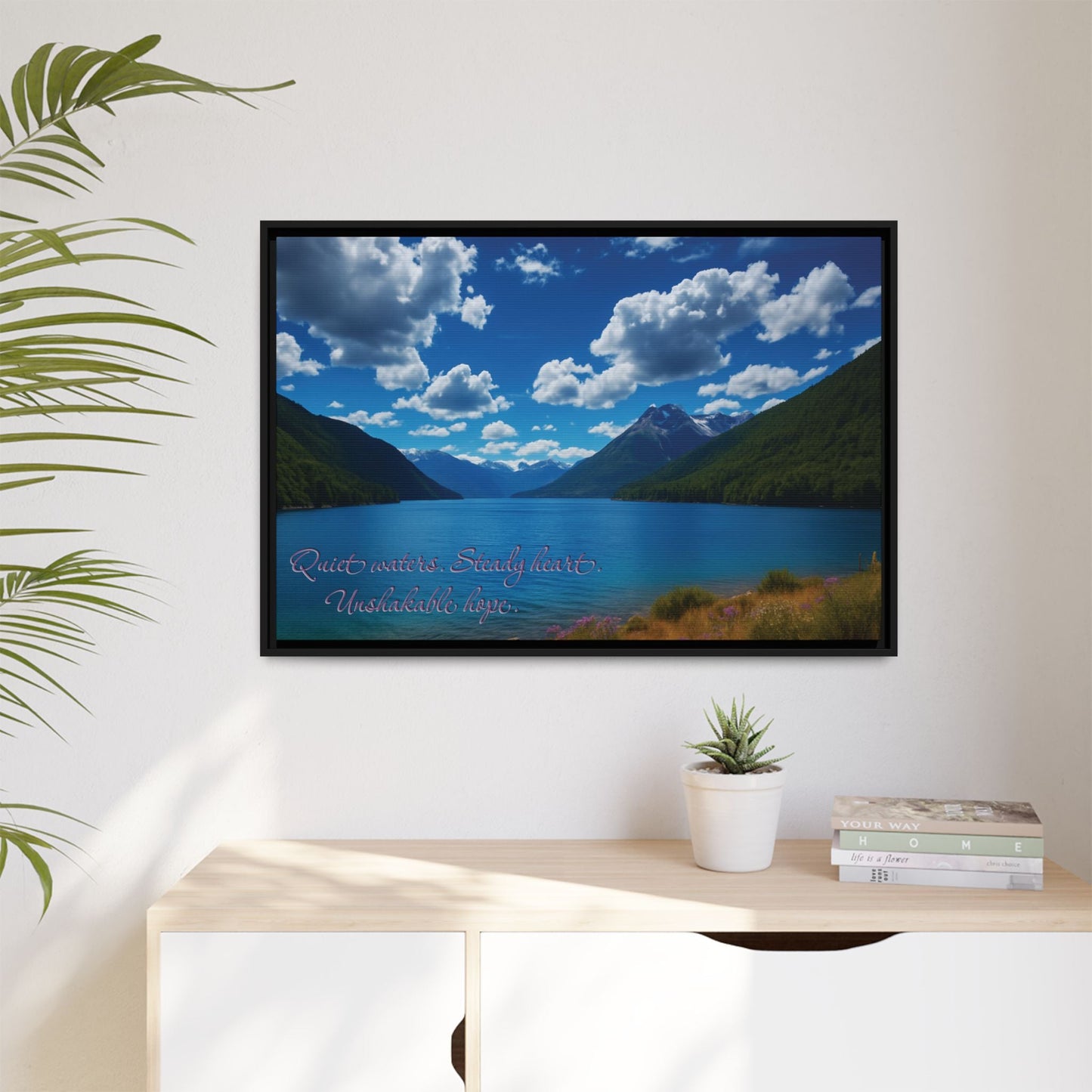 Canvas Quiet Waters Steady Heart Unshakable Hope Matte Canvas, Pinewood Framed - Vibrant Styles