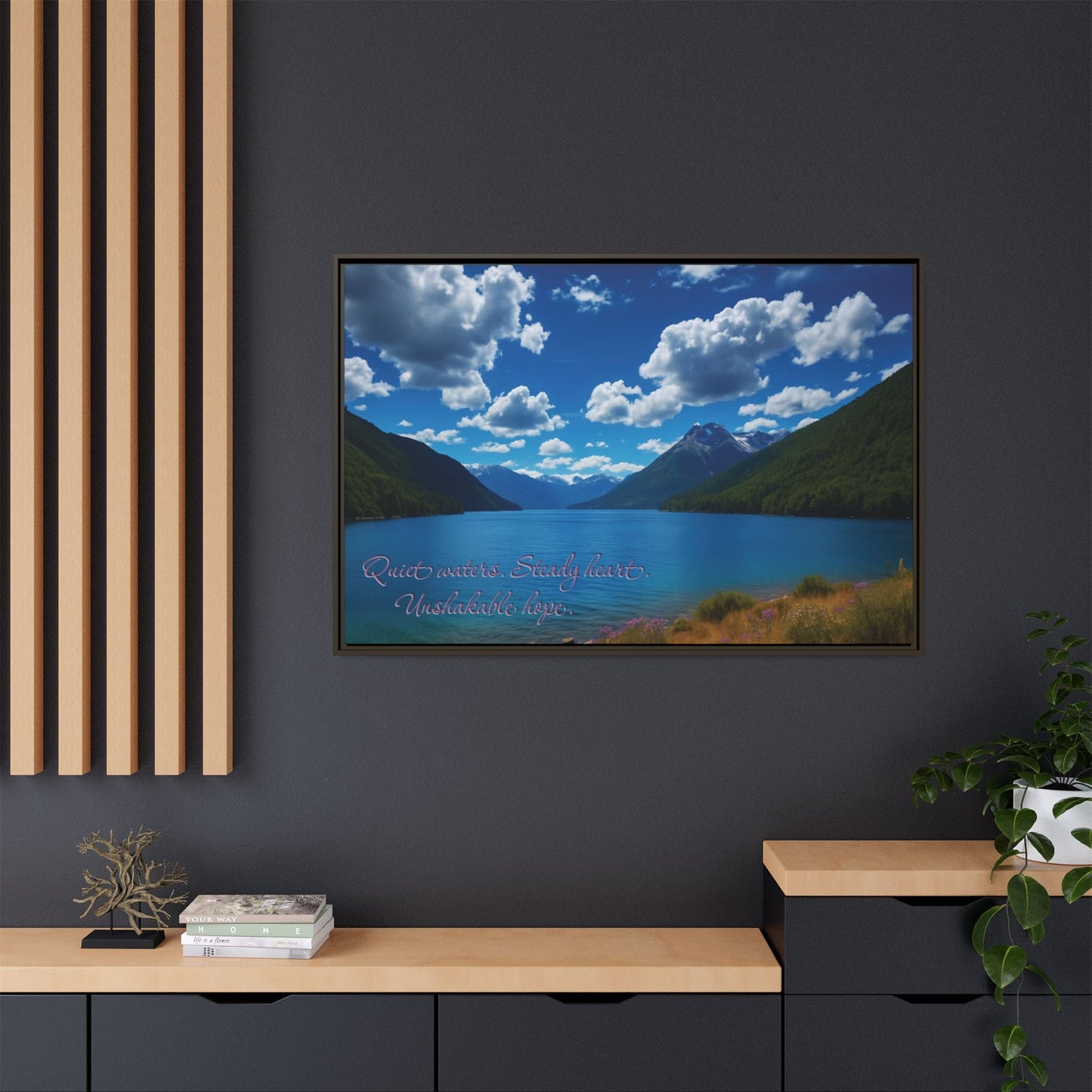 Canvas Quiet Waters Steady Heart Unshakable Hope Matte Canvas, Pinewood Framed - Vibrant Styles