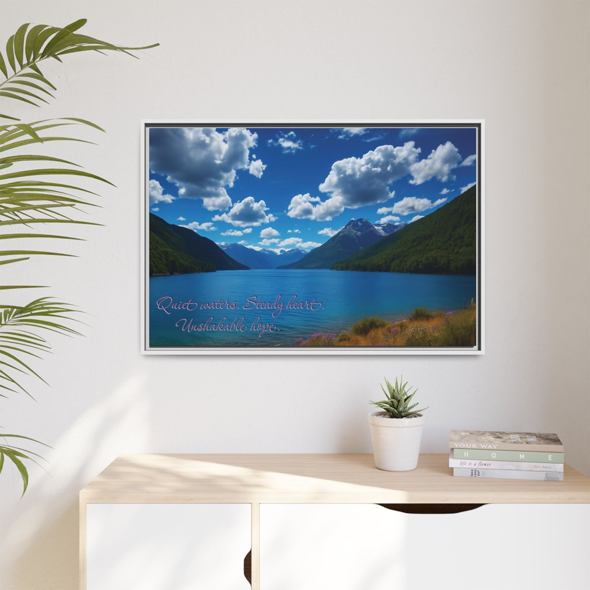 Canvas Quiet Waters Steady Heart Unshakable Hope Matte Canvas, Pinewood Framed - Vibrant Styles