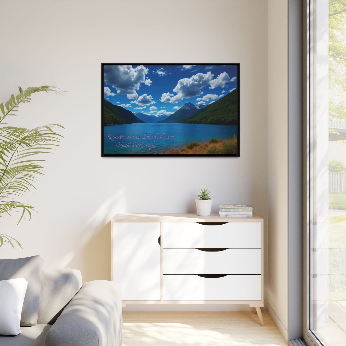 Canvas Quiet Waters Steady Heart Unshakable Hope Matte Canvas, Pinewood Framed - Vibrant Styles