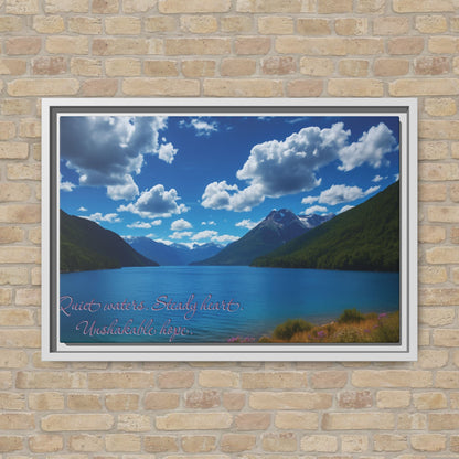 Canvas Quiet Waters Steady Heart Unshakable Hope Matte Canvas, Pinewood Framed - Vibrant Styles