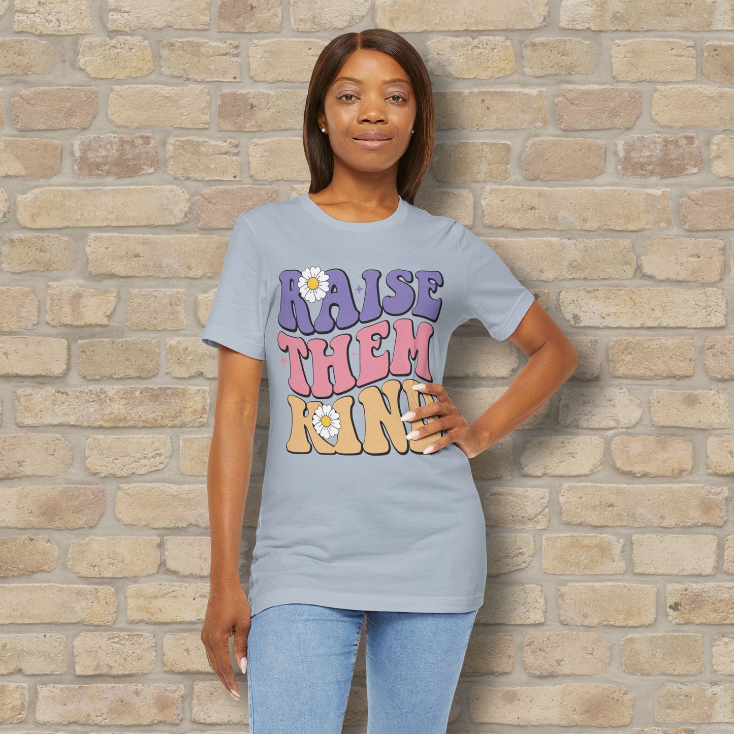 Mostly Text T-Shirts Raise Them Kind Retro Parenting Tee - Vibrant Styles