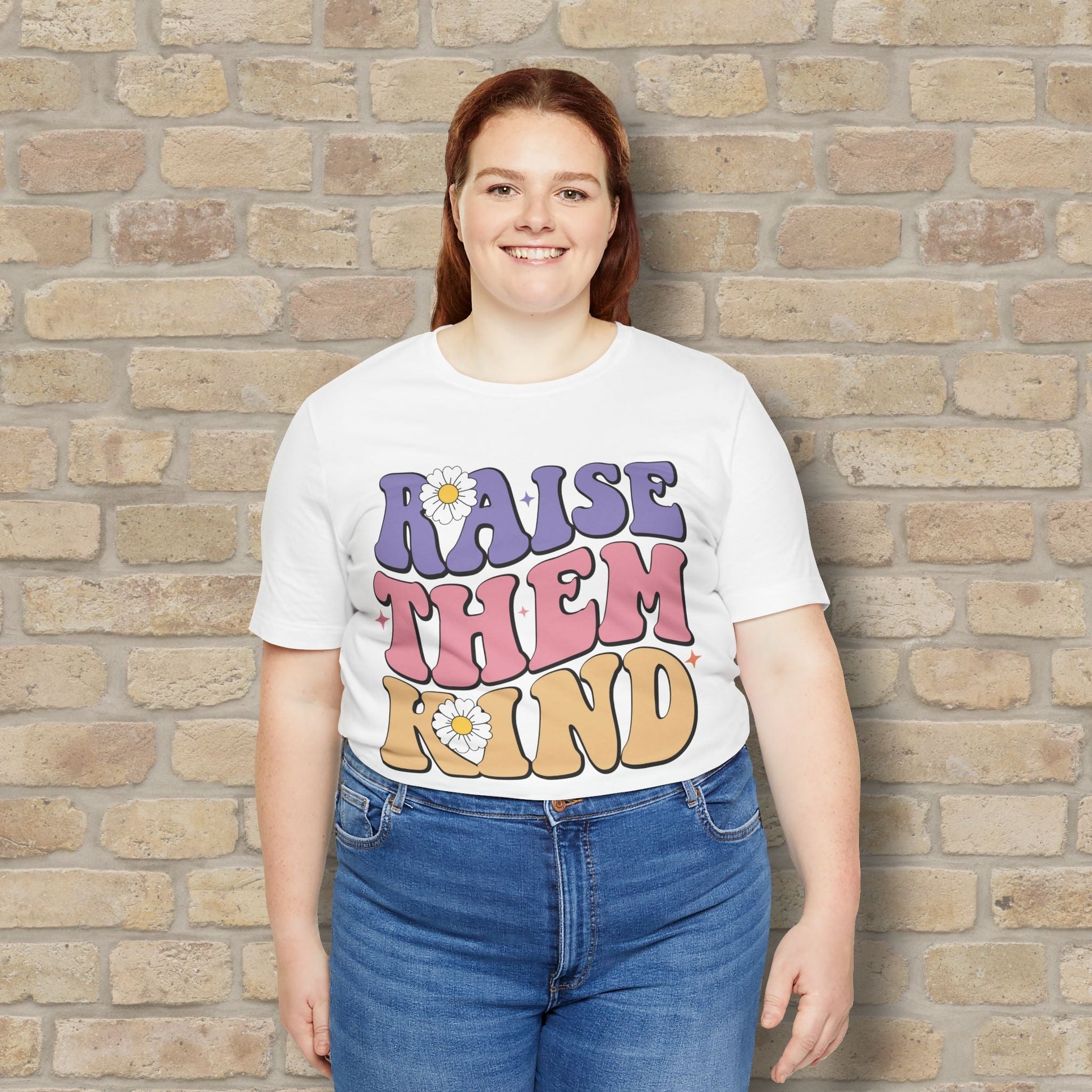 Mostly Text T-Shirts Raise Them Kind Retro Parenting Tee - Vibrant Styles