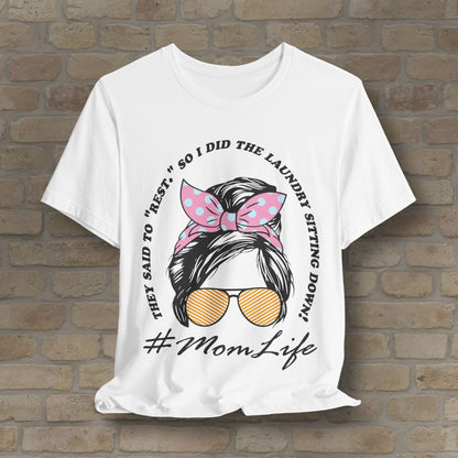 Graphic & Text Rest By Doing Laundry Sitting Down Tee - Vibrant Styles