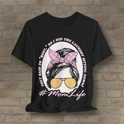 Graphic & Text Rest By Doing Laundry Sitting Down Tee - Vibrant Styles